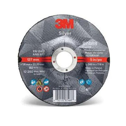 3M Silver Cut-Off Wheel, 87468, 36+, T27, 5 in x 0.045 in x 7/8 in, 50 ea/Case - part 87468