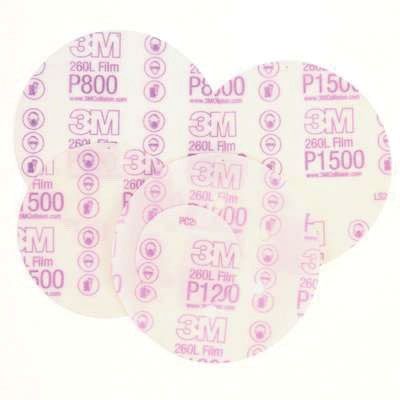 3M 00968 260L Finishing Film Disc, 6 in Dia, 1200 Grit, Super Fine Grade, Aluminum Oxide Abrasive, White, Dry - part 968