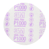 3M™ Hookit™ Finishing Film Abrasive Disc 260L 00969, 6 in, P1000, 100/Carton, 4 Cartons/Case
