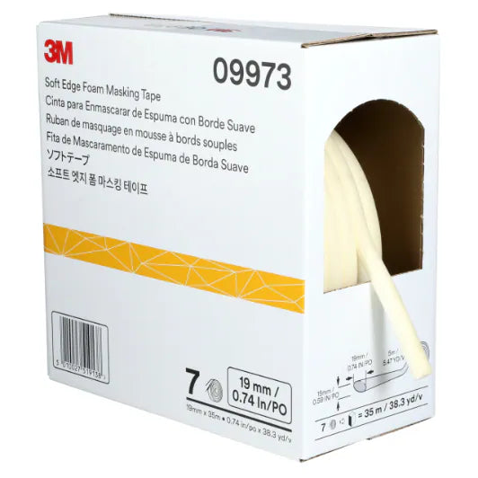 3M™ Soft Edge Foam Masking Tape 09973, 3/4 in x 115 ft (19 mm x 35 m), 1 Roll/Case
