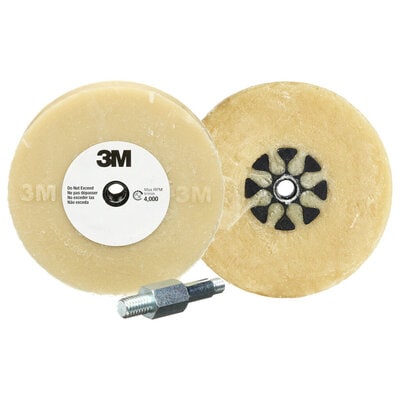 3M™ Stripe-Off Eraser Wheel, 07498, 4 in Dia x 5/8 in THK Wheel, 3/8-16 Arbor/Shank, 4000 rpm, Beige