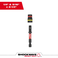Milwaukee SHOCKWAVE™ Impact Duty 1/4" and 5/16" x 2-1/4" QUIK-CLEAR™ 2-in-1 Magnetic Nut Driver Bulk 25 — 49-66-4742