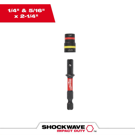Milwaukee SHOCKWAVE™ Impact Duty 1/4" and 5/16" x 2-1/4" QUIK-CLEAR™ 2-in-1 Magnetic Nut Driver Bulk 25 — 49-66-4742