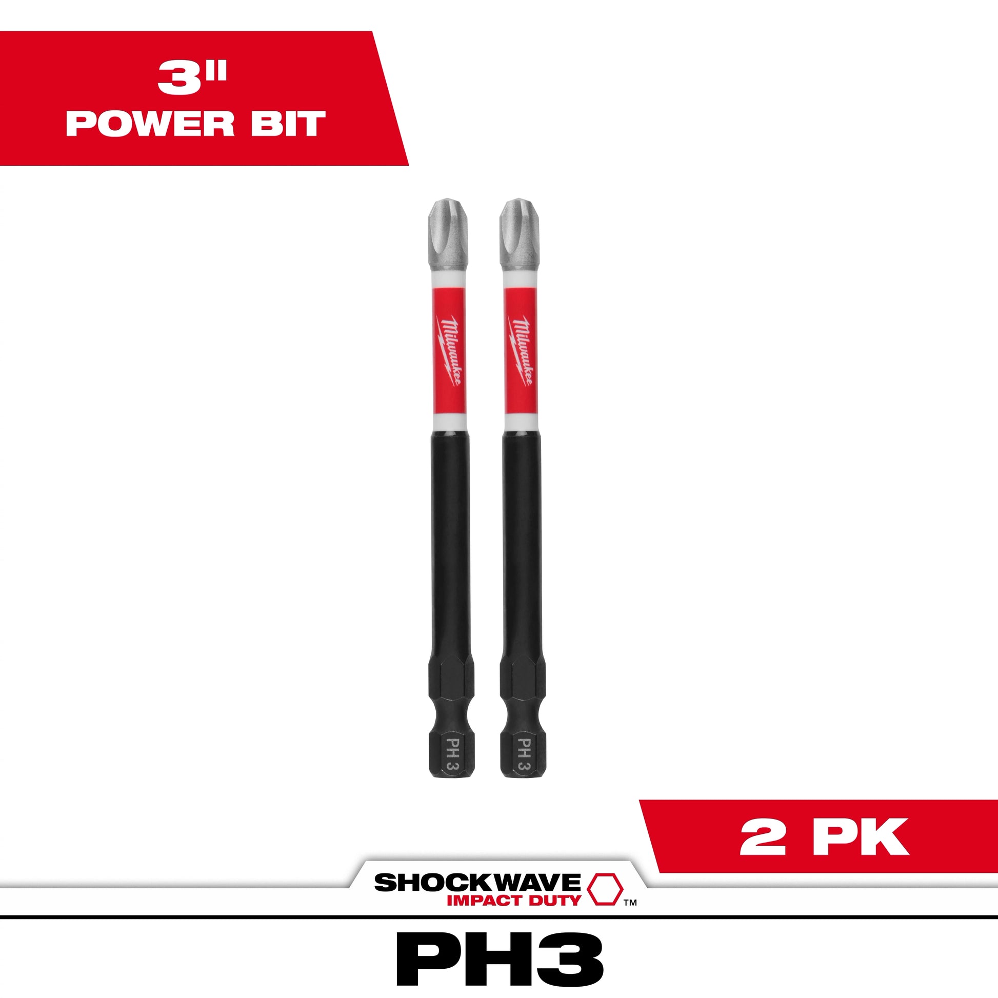 Milwaukee SHOCKWAVE™ Impact Duty 3-1/2" PH3 Bit (2 PK) — 48-32-4664