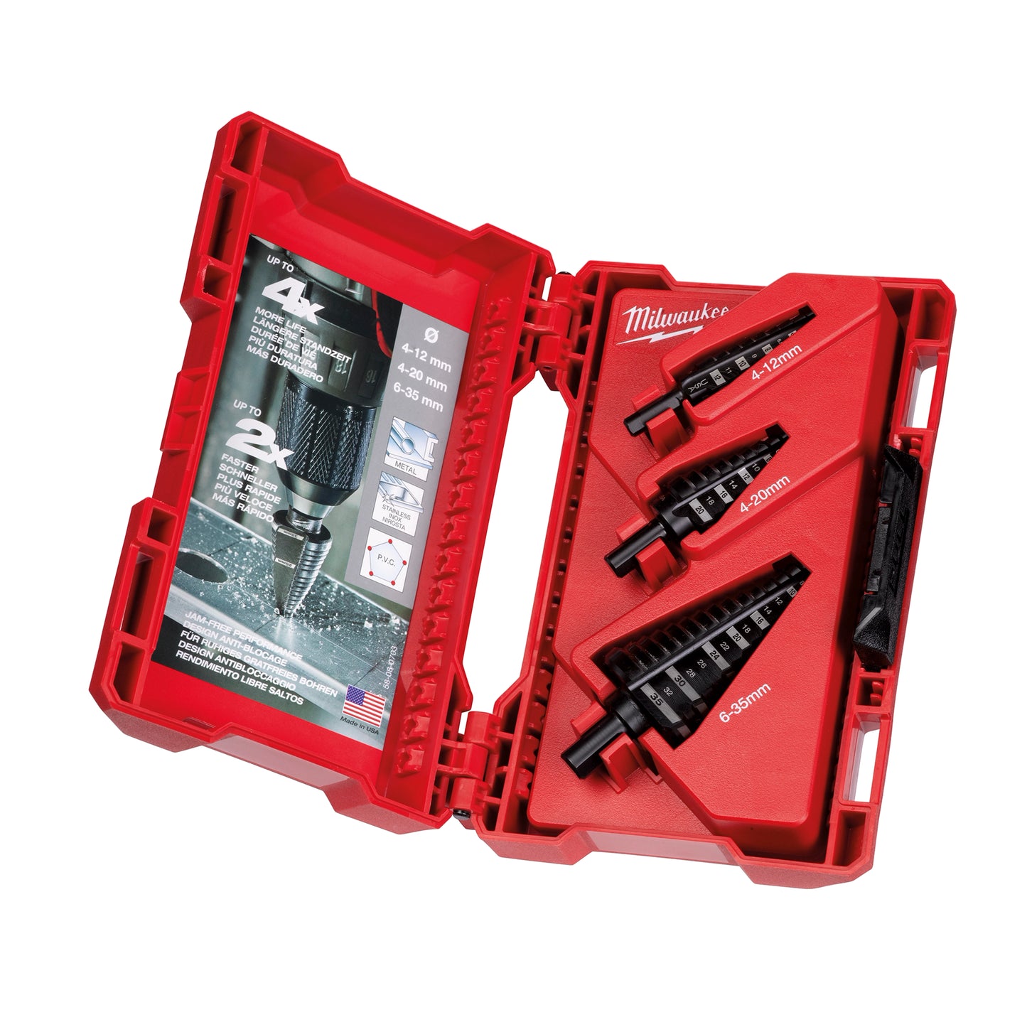 Milwaukee Jam-Free Metric Step Drill Bit Set - 3 Pc — 48-89-9399