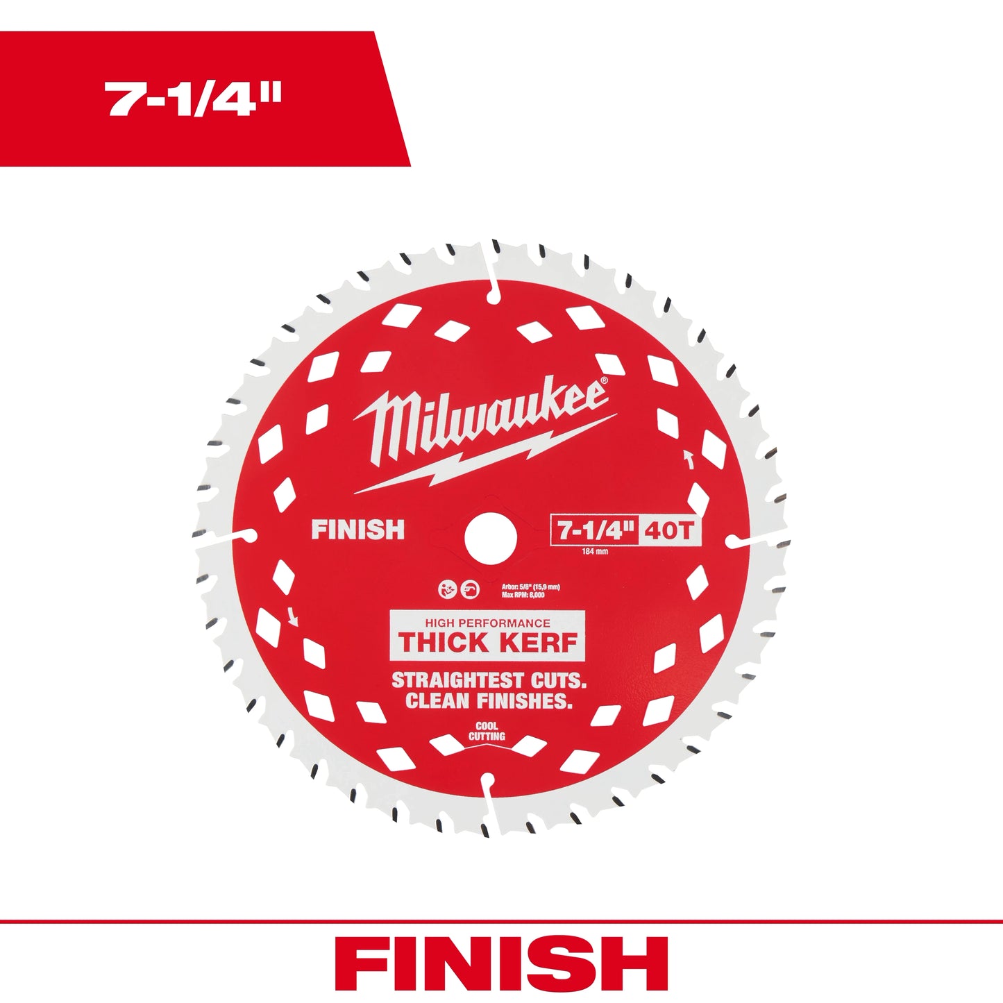 Milwaukee 7-1/4" 40T Thick Kerf Finish Circular Saw Blade — 48-40-0726