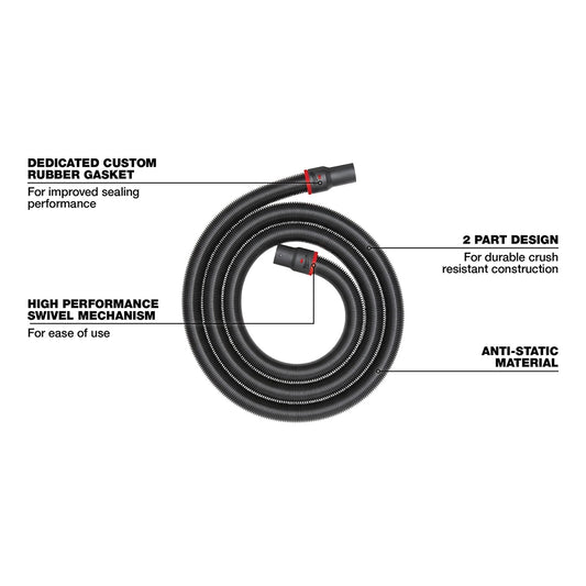 Milwaukee® 2-1/2 in. 16 ft. Flexible Hose for Wet/Dry Shop Vacuums, 49-90-2004