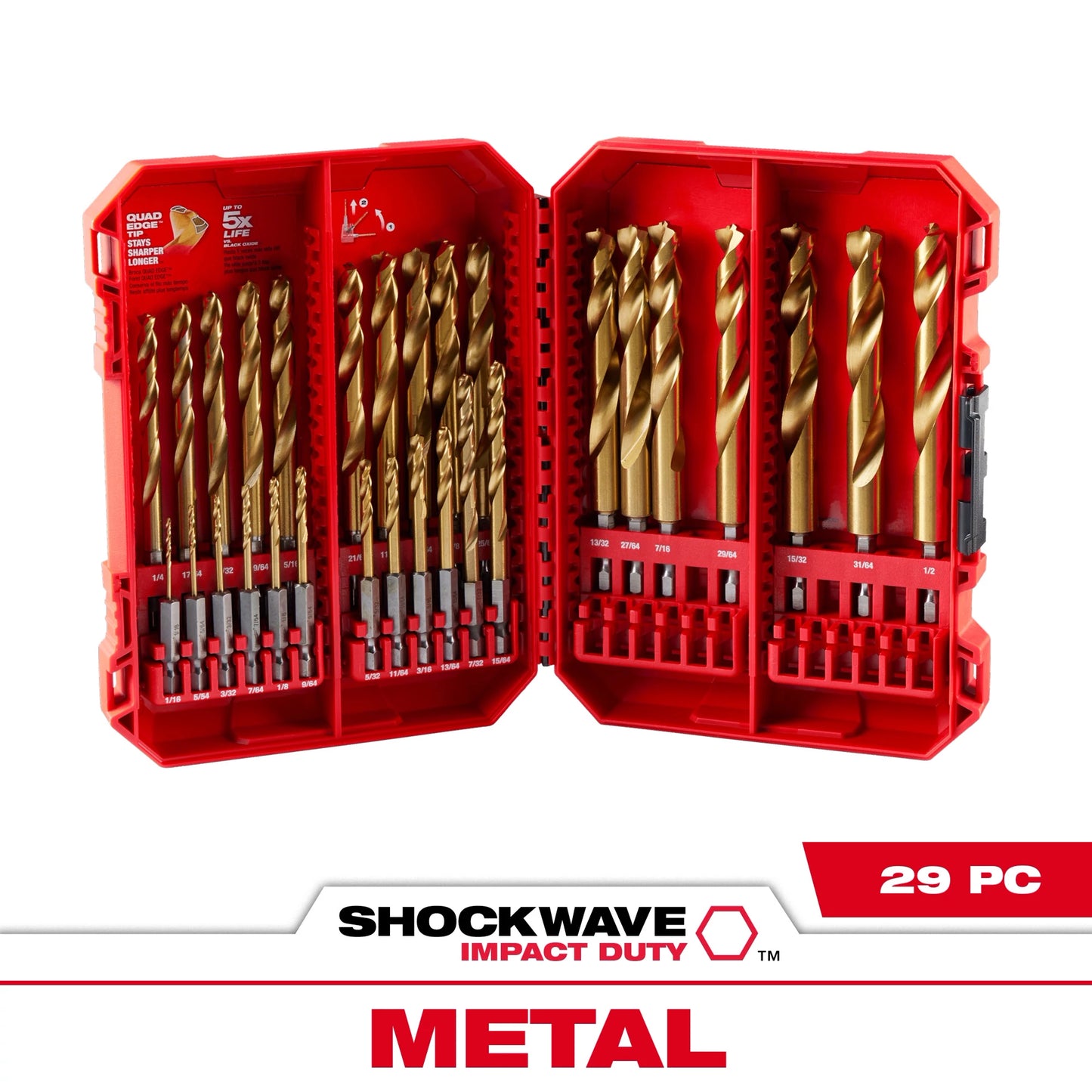 Milwaukee 29 PC SHOCKWAVE™ Impact Duty RED HELIX™ Titanium Drill Bit Set — 48-89-4672
