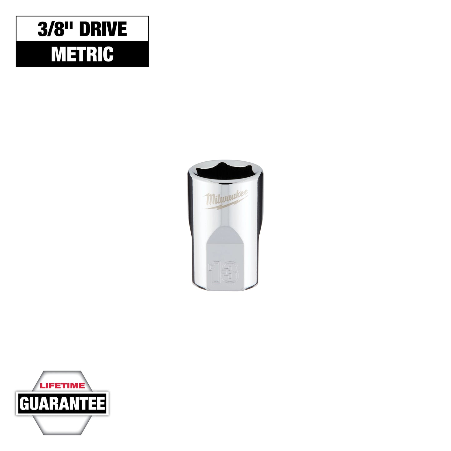 Milwaukee 3/8" Drive 13mm Metric Socket with FOUR FLAT™ Sides — 45-34-9083