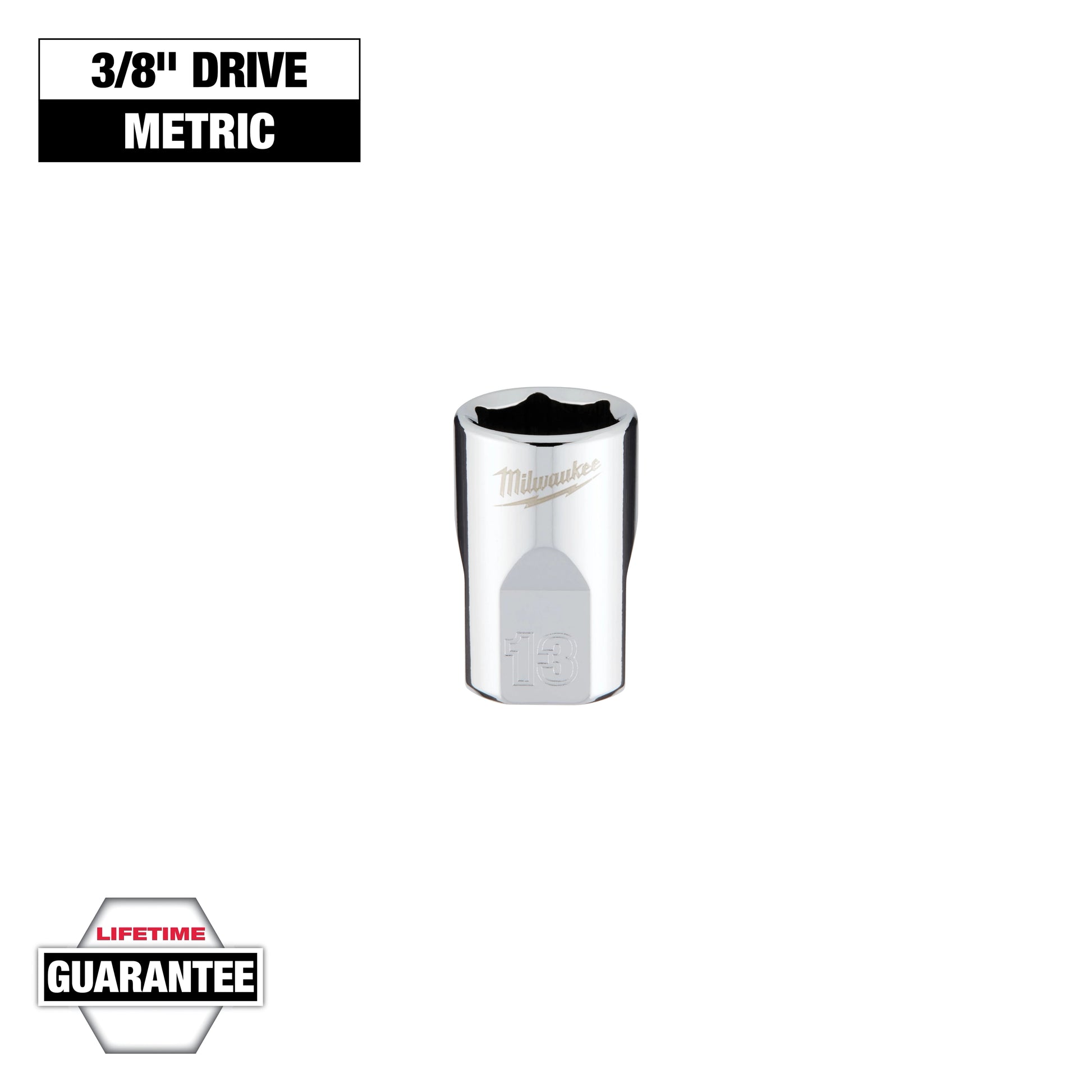 Milwaukee 3/8" Drive 13mm Metric Socket with FOUR FLAT™ Sides — 45-34-9083