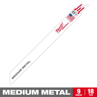 Milwaukee 9" 18 TPI SAWZALL® Blade for Medium Metal Bulk 10 — 48-01-2168