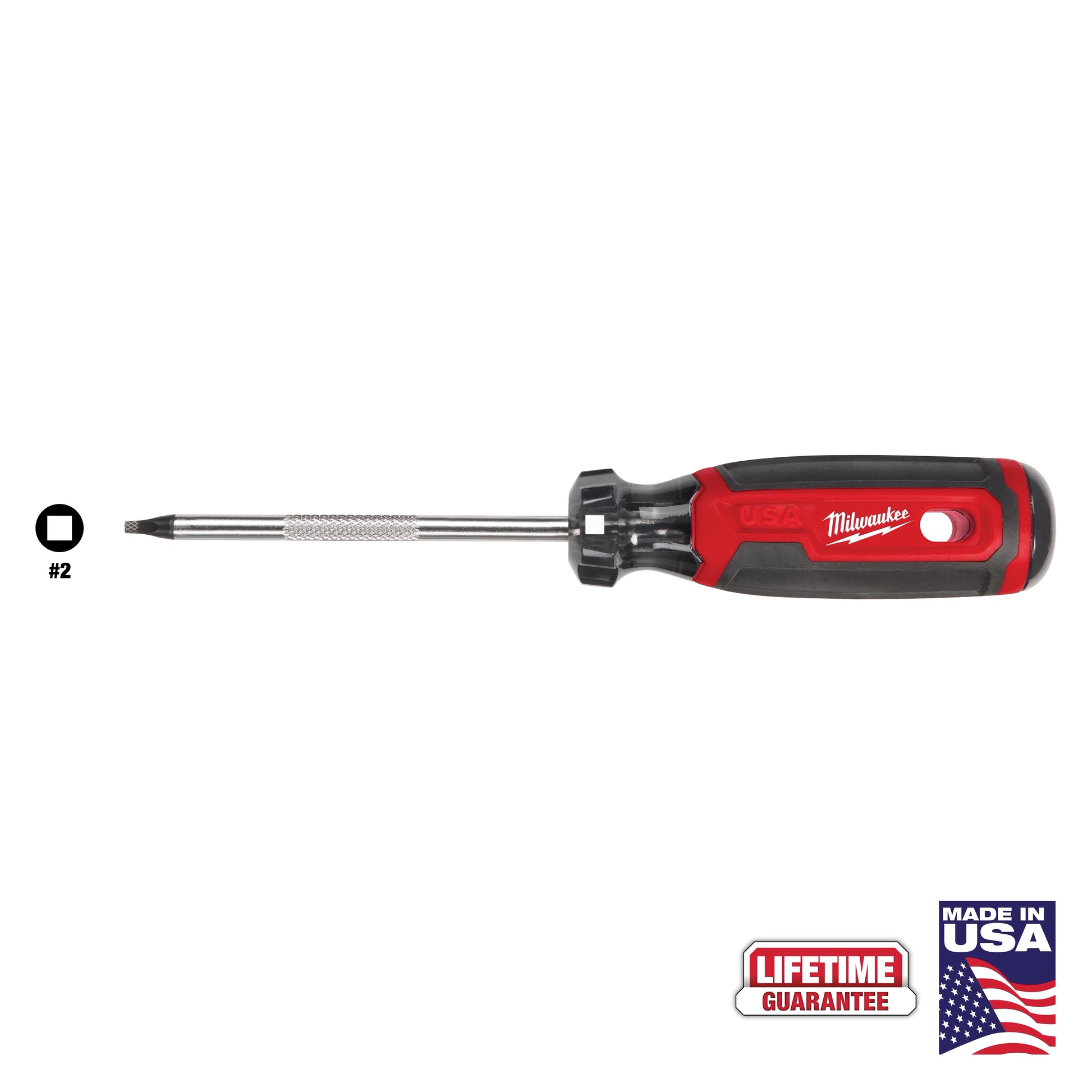Milwaukee #2 Square 4" Cushion Grip Screwdriver (USA) — MT218