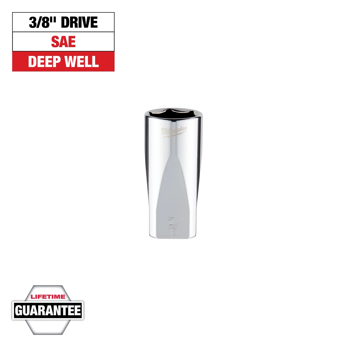 Milwaukee 3/8" Drive 7/8" SAE Deep Socket with FOUR FLAT™ Sides — 45-34-9075