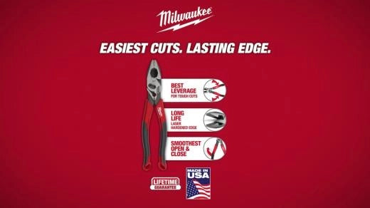 Milwaukee 9" Lineman's Comfort Grip Pliers w/ Crimper and Bolt Cutter (USA) — MT550C