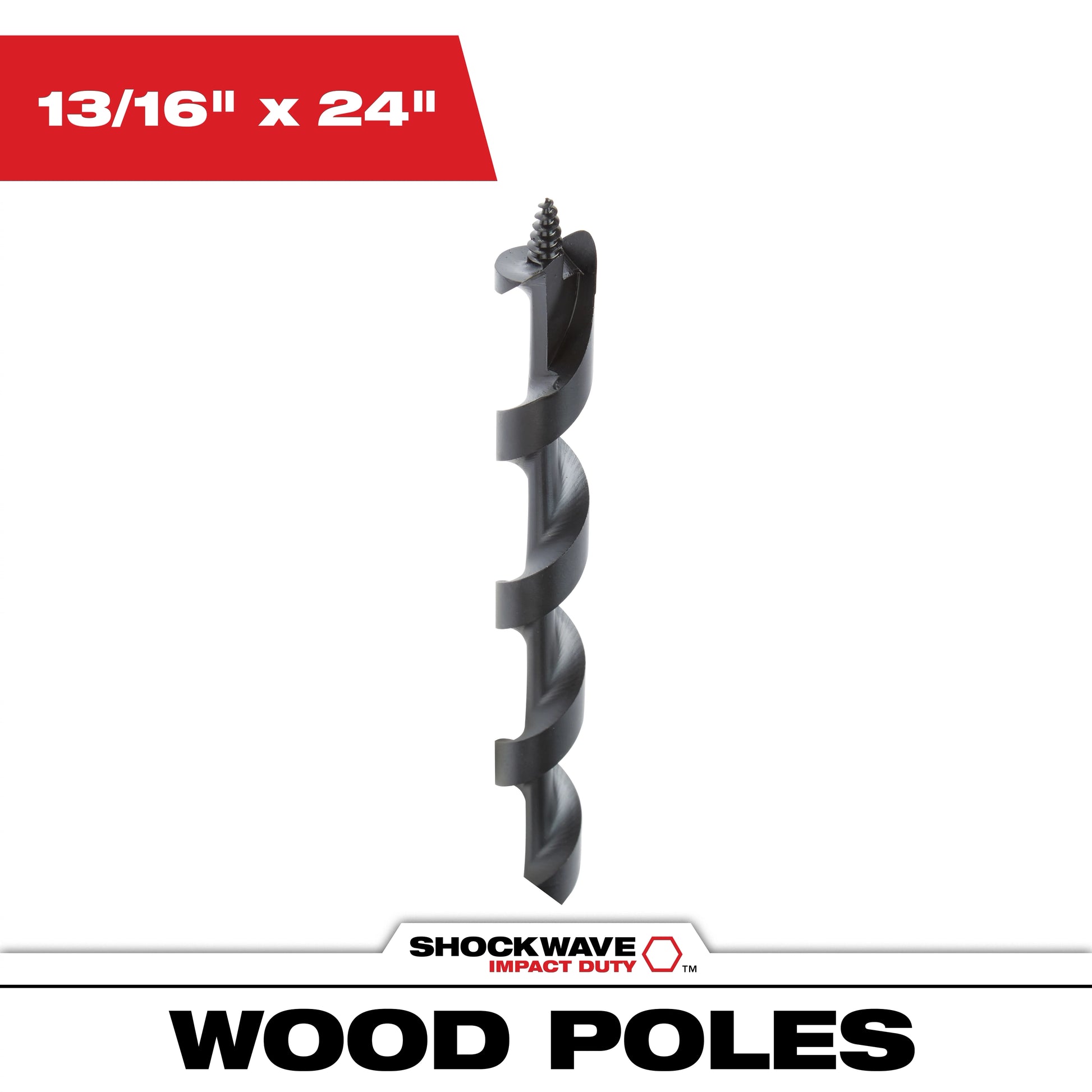 Milwaukee SHOCKWAVE™ Impact Duty 13/16" x 24" Lineman's Auger Bit — 48-13-6807