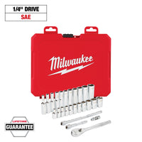Milwaukee 1/4" Drive 26 pc Ratchet & Socket Set - SAE — 48-22-9404