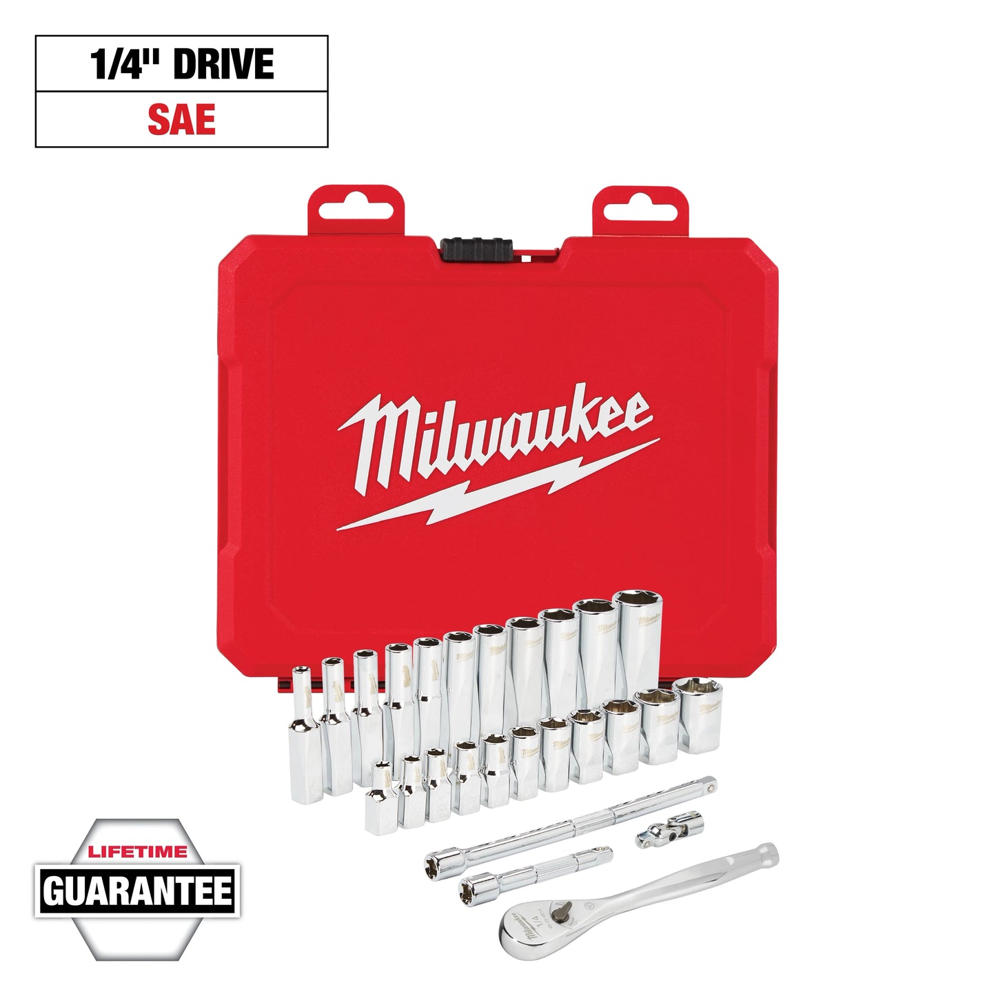 Milwaukee 1/4" Drive 26 pc Ratchet & Socket Set - SAE — 48-22-9404