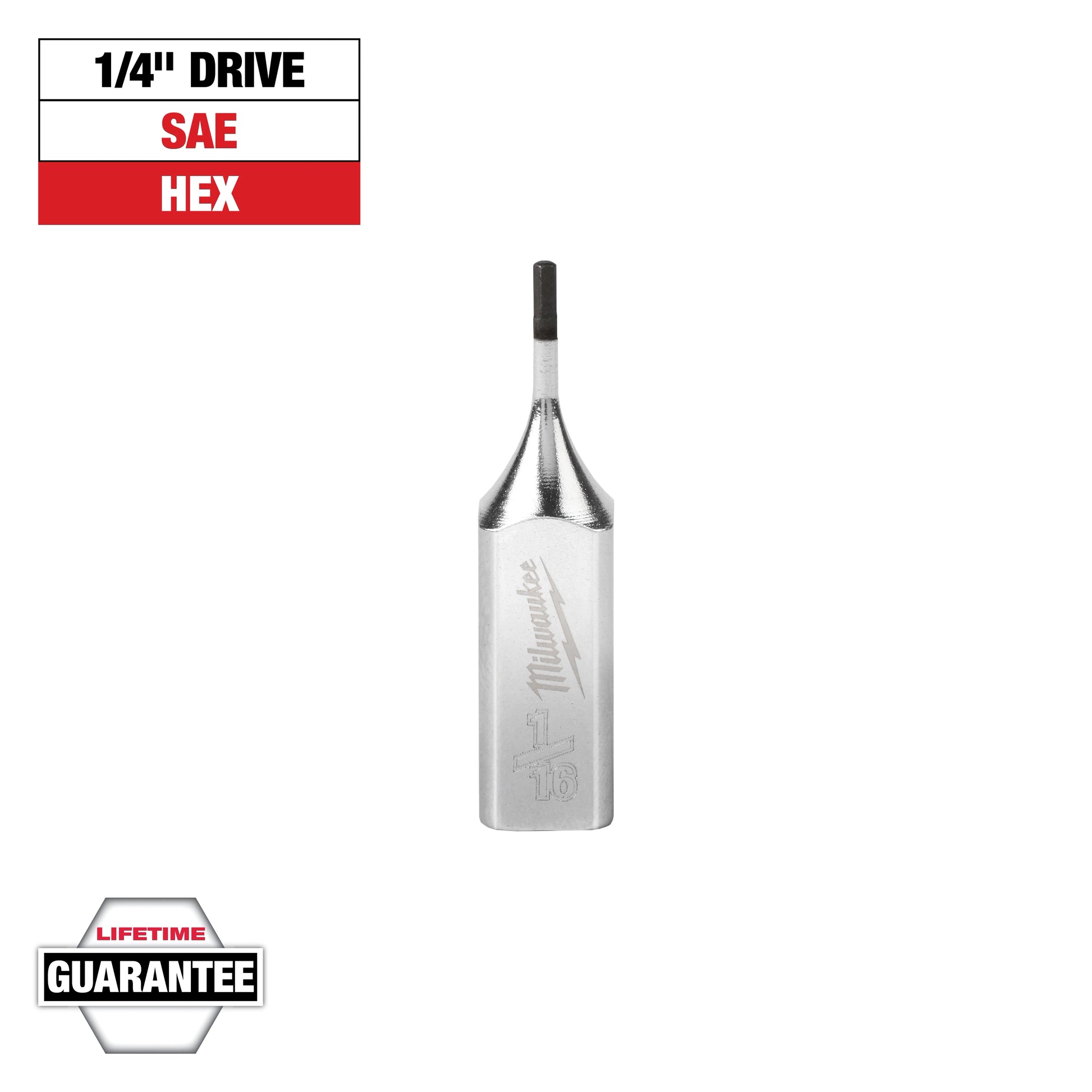 Milwaukee 1/4" Drive 1/16" Hex Bit Socket — 45-34-1020