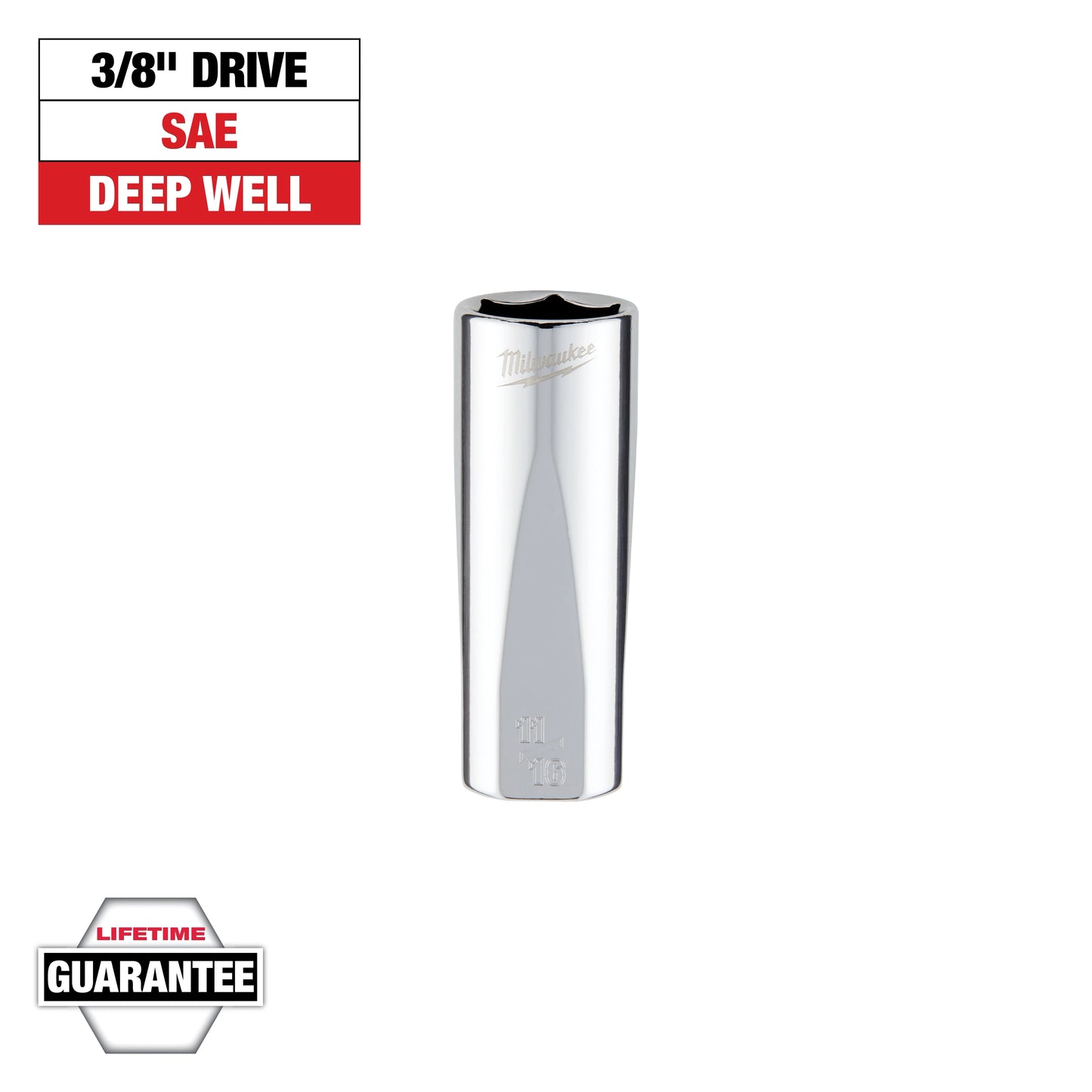 Milwaukee 3/8" Drive 11/16" SAE Deep Socket with FOUR FLAT™ Sides — 45-34-6875