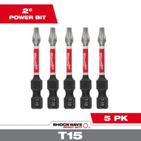 Milwaukee SHOCKWAVE™ Impact Duty 2" TORX® T15 Power Bits (5 PK) — 48-32-4683
