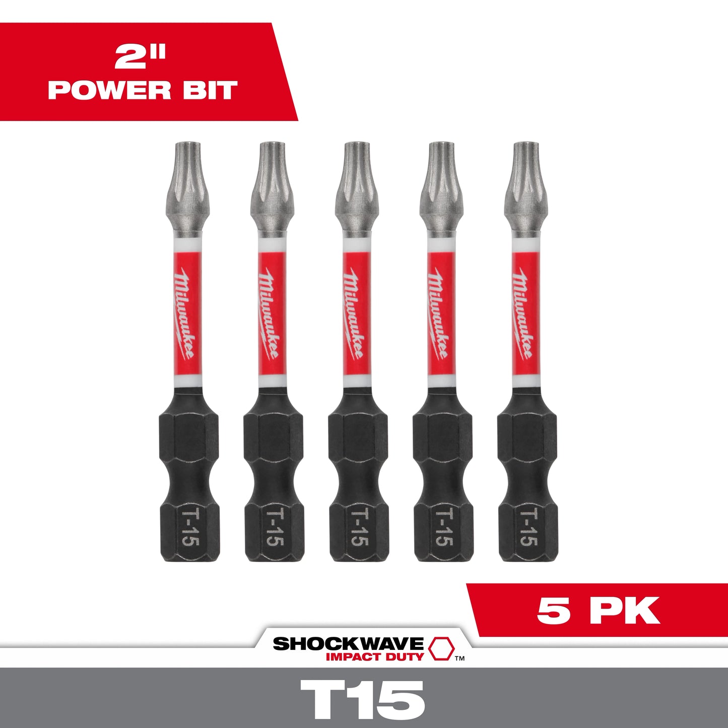 Milwaukee SHOCKWAVE™ Impact Duty 2" TORX® T15 Power Bits (5 PK) — 48-32-4683