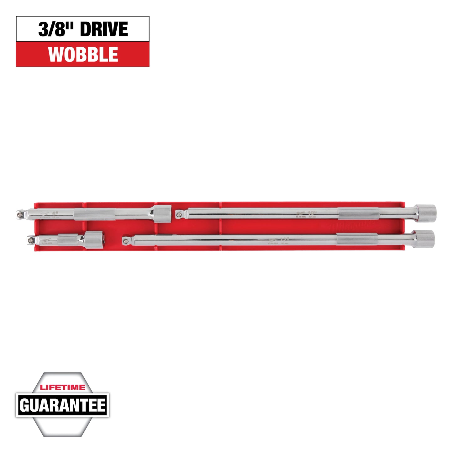 Milwaukee 4 pc 3/8” Drive Wobble Extension Set — 48-22-9351