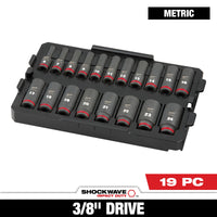 Milwaukee 19 PC SHOCKWAVE™ Impact Duty Socket 3/8” Drive MM TRAY Set — 49-66-6816