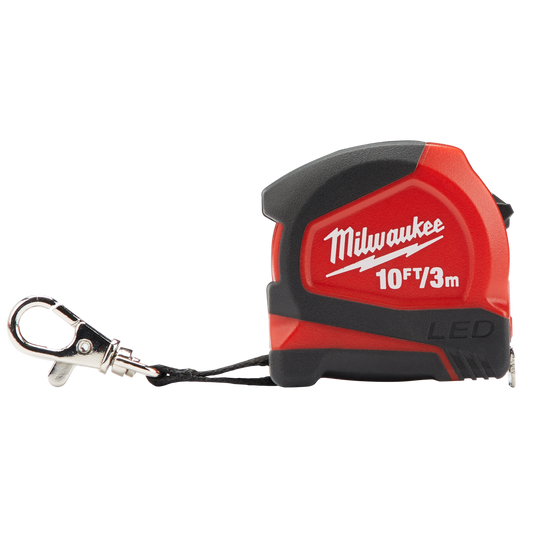 Milwaukee 10 FT/3m Keychain Tape with LED — 48-22-6601