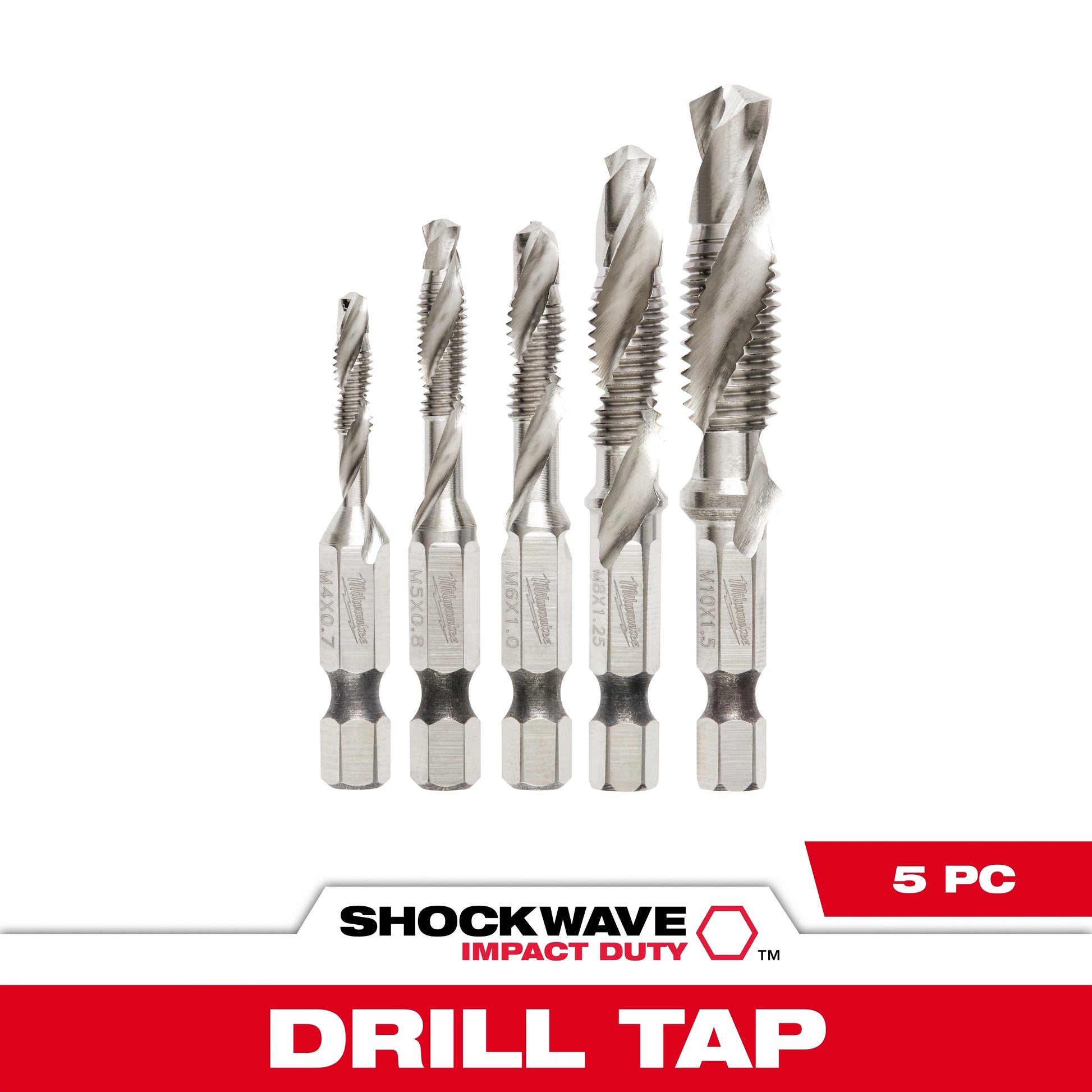 Milwaukee 5 PC SHOCKWAVE™ Impact Duty Metric Drill and Tap Bit Set — 48-89-4875