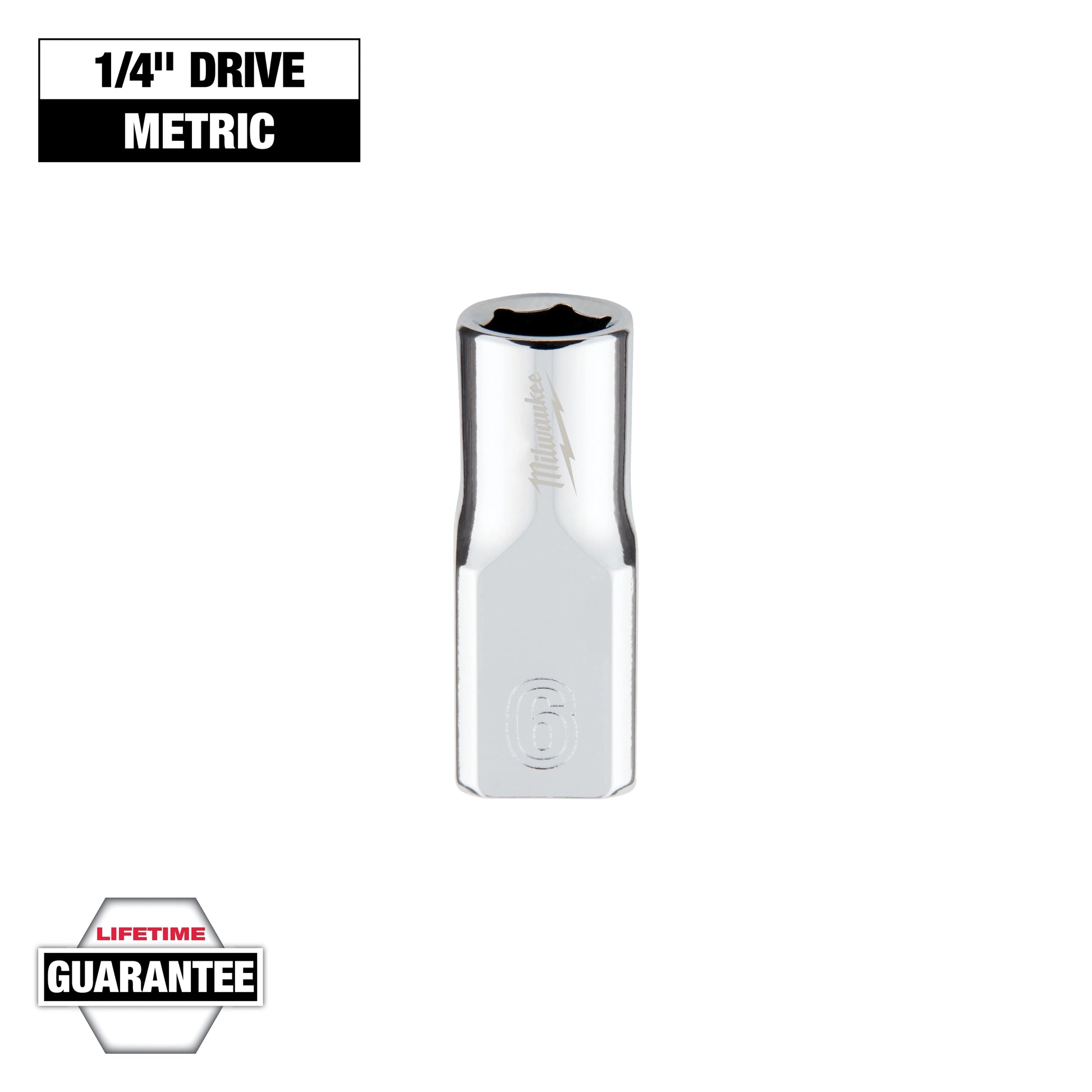 Milwaukee 1/4" Drive 6mm Metric Socket with FOUR FLAT™ Sides — 45-34-9032