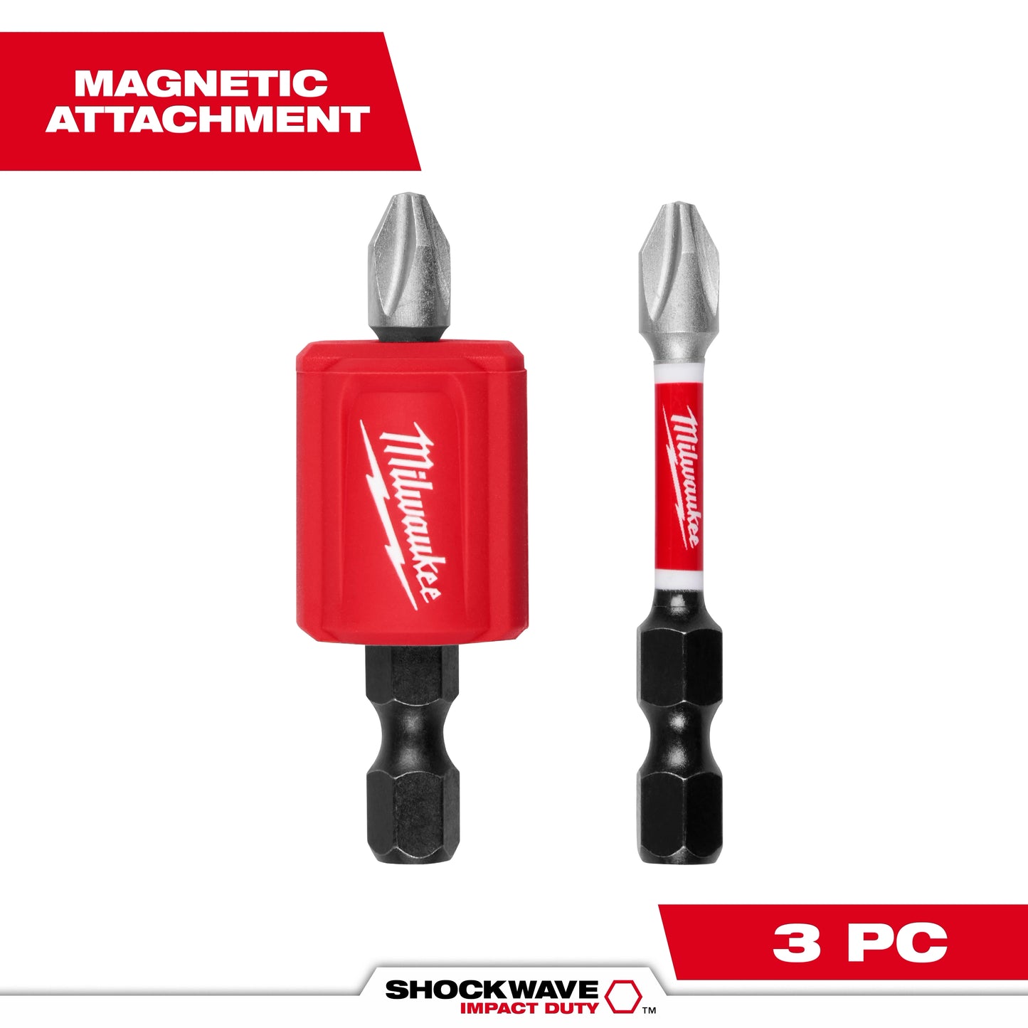 Milwaukee 3 PC SHOCKWAVE™ Impact Duty Magnetic Attachment and PH2 Bit Set — 48-32-4550