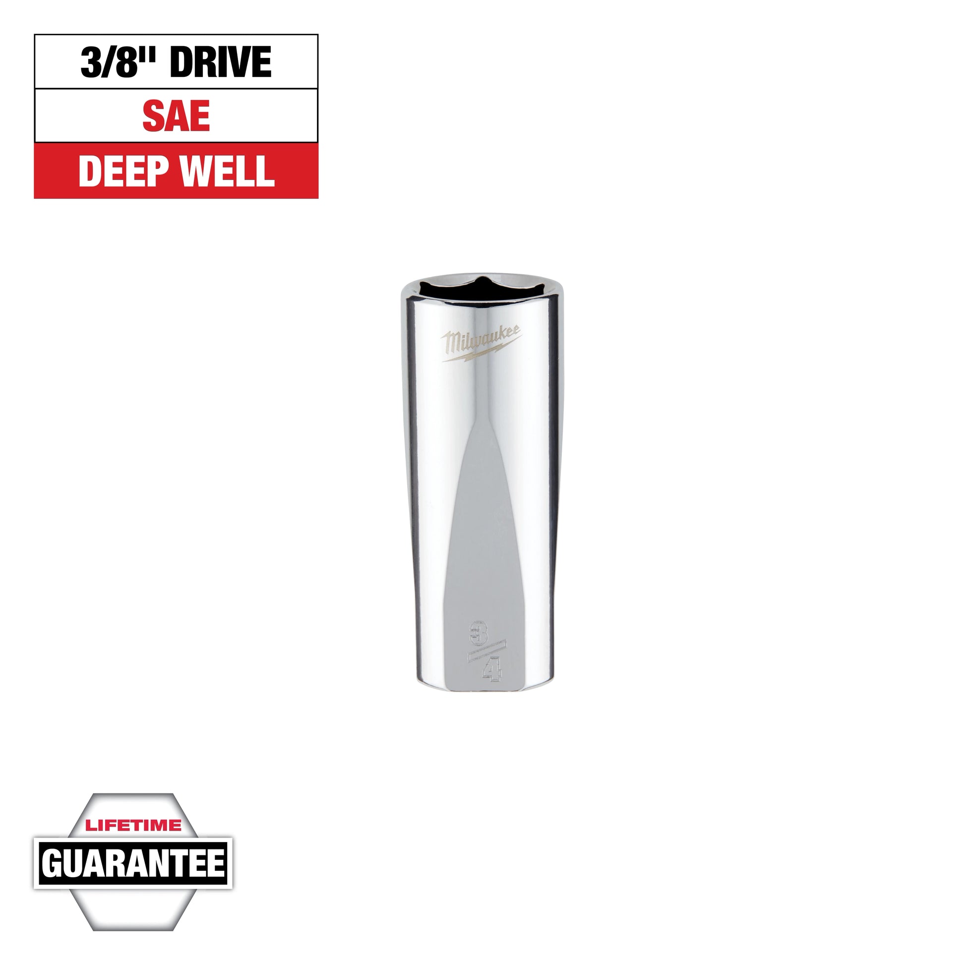 Milwaukee 3/8" Drive 3/4" SAE Deep Socket with FOUR FLAT™ Sides — 45-34-7500