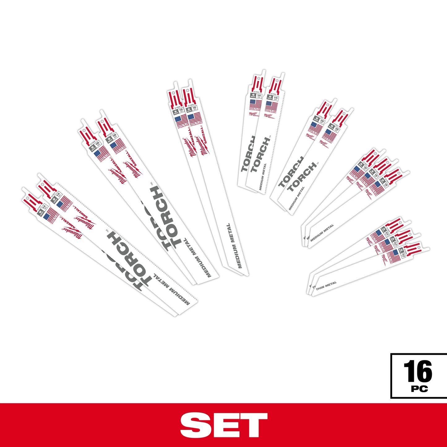 Milwaukee 16 PC Metal Cutting SAWZALL® Blade Set — 49-22-1216