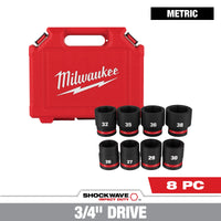 Milwaukee 8 PC SHOCKWAVE™ Impact Duty 3/4" Drive Metric Standard 6 Point Socket Set — 49-66-7019