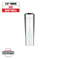 Milwaukee 1/2" Drive 11/16" SAE 6-Point Deep Socket with FOUR FLAT™ Sides — 45-34-9129