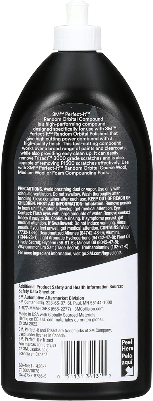 3M™ Perfect-It™ 34131 Random Orbital Compound, 1 qt Bottle, Liquid, White