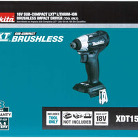 Makita XDT15ZB 18V LXT Lithium-Ion Sub-Compact Brushless Cordless Impact Driver, Tool-Only