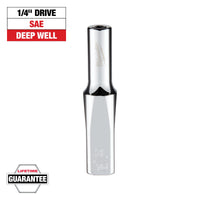 Milwaukee 1/4" Drive 3/16" SAE Deep Socket with FOUR FLAT™ Sides — 45-34-9012