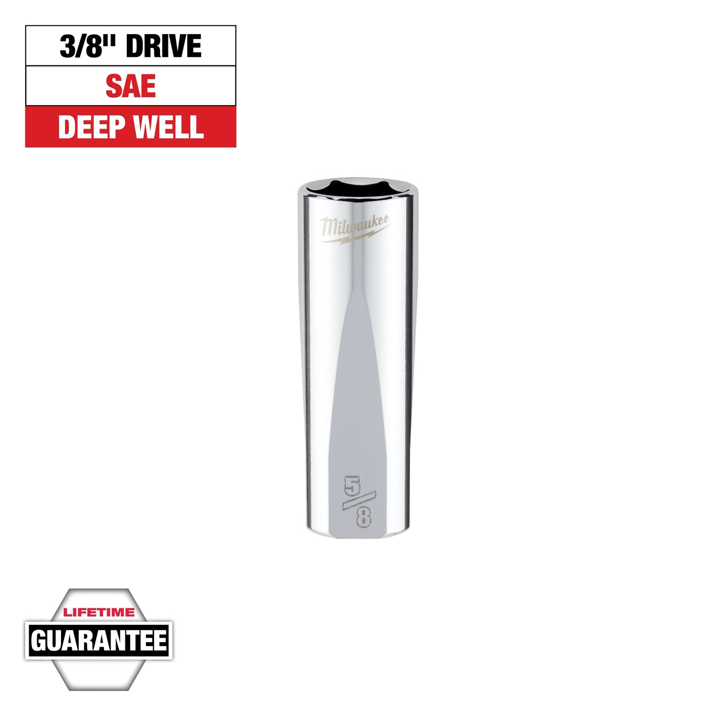 Milwaukee 3/8" Drive 5/8" SAE Deep Socket with FOUR FLAT™ Sides — 45-34-6250