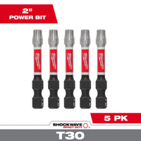 Milwaukee SHOCKWAVE™ Impact Duty 2" TORX® T30 Power Bits (5 PK) — 48-32-4687