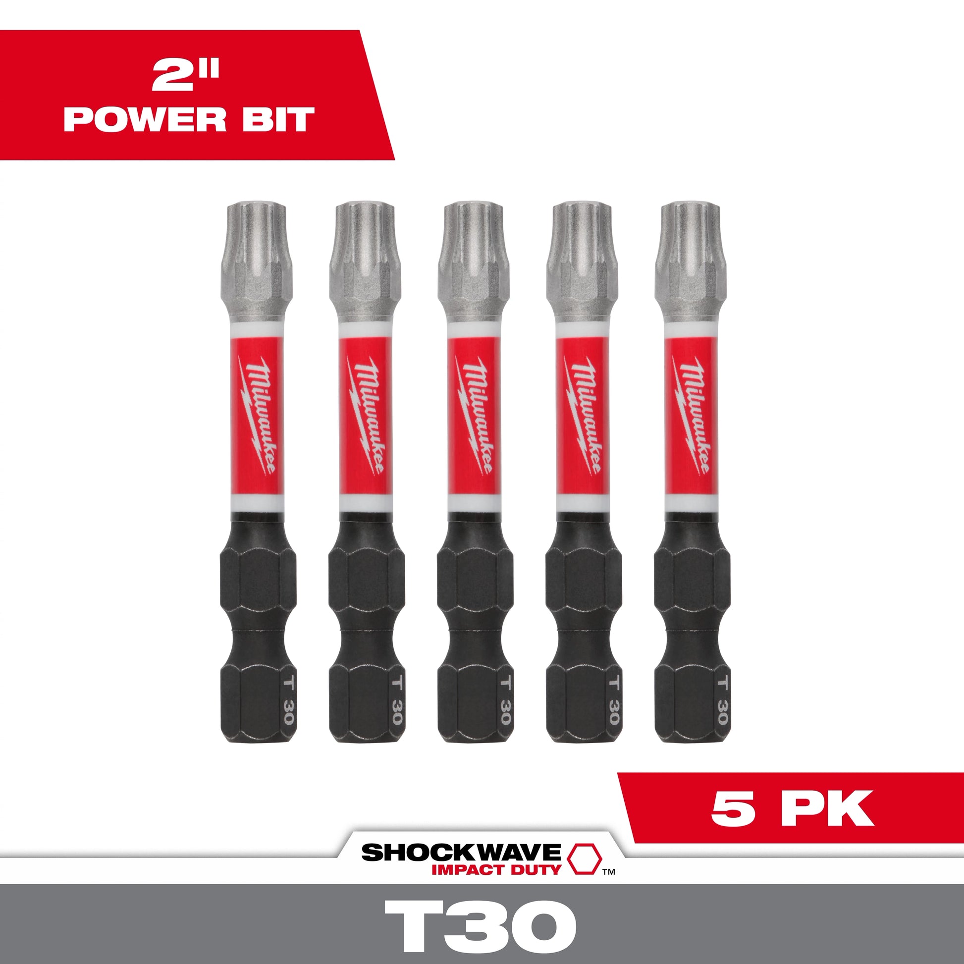 Milwaukee SHOCKWAVE™ Impact Duty 2" TORX® T30 Power Bits (5 PK) — 48-32-4687