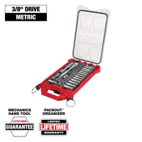 Milwaukee 32 pc 3/8" Metric Ratchet and Socket Set with PACKOUT™ Low-Profile Compact Organizer — 48-22-9482