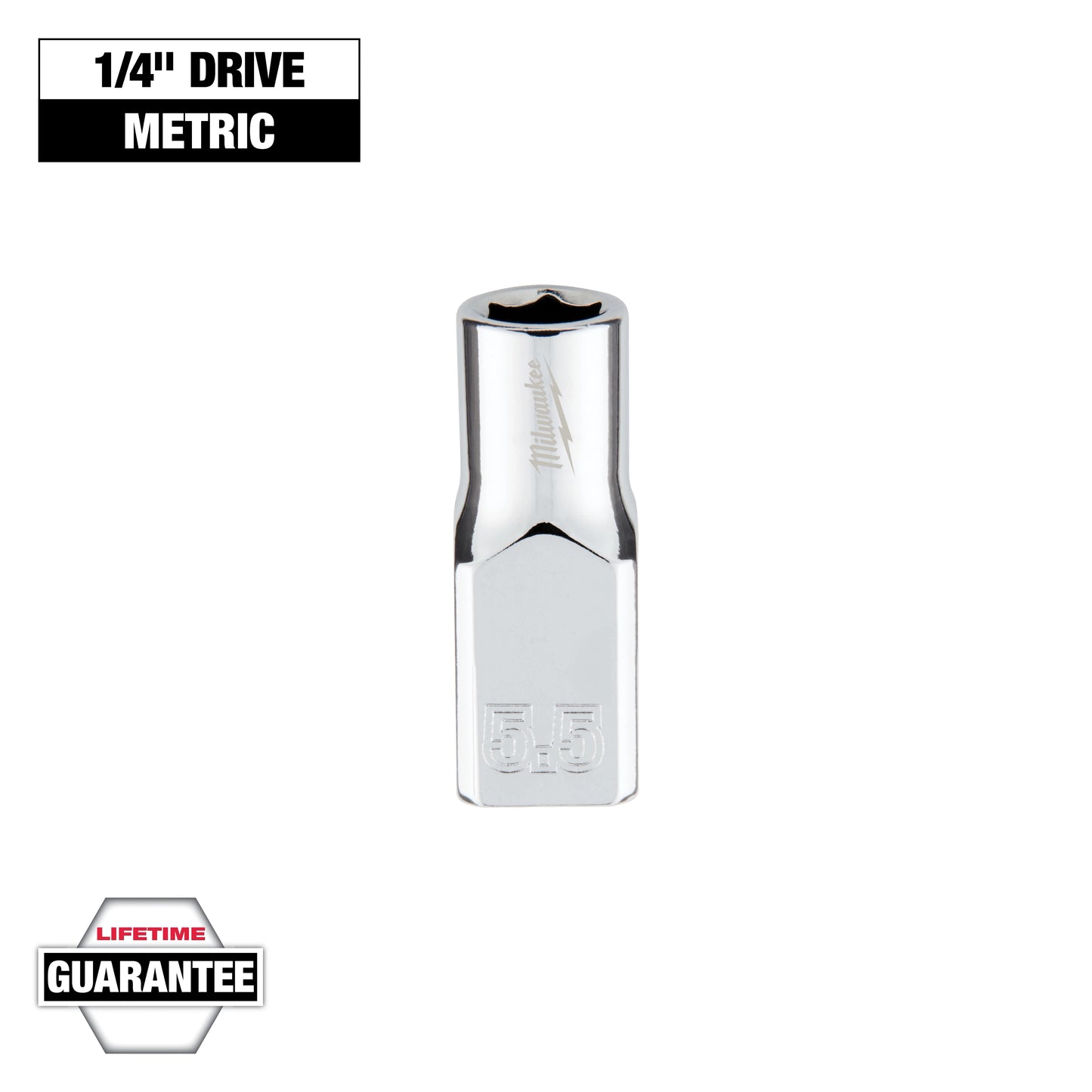 Milwaukee 1/4" Drive 5.5mm Metric Socket with FOUR FLAT™ Sides — 45-34-9031