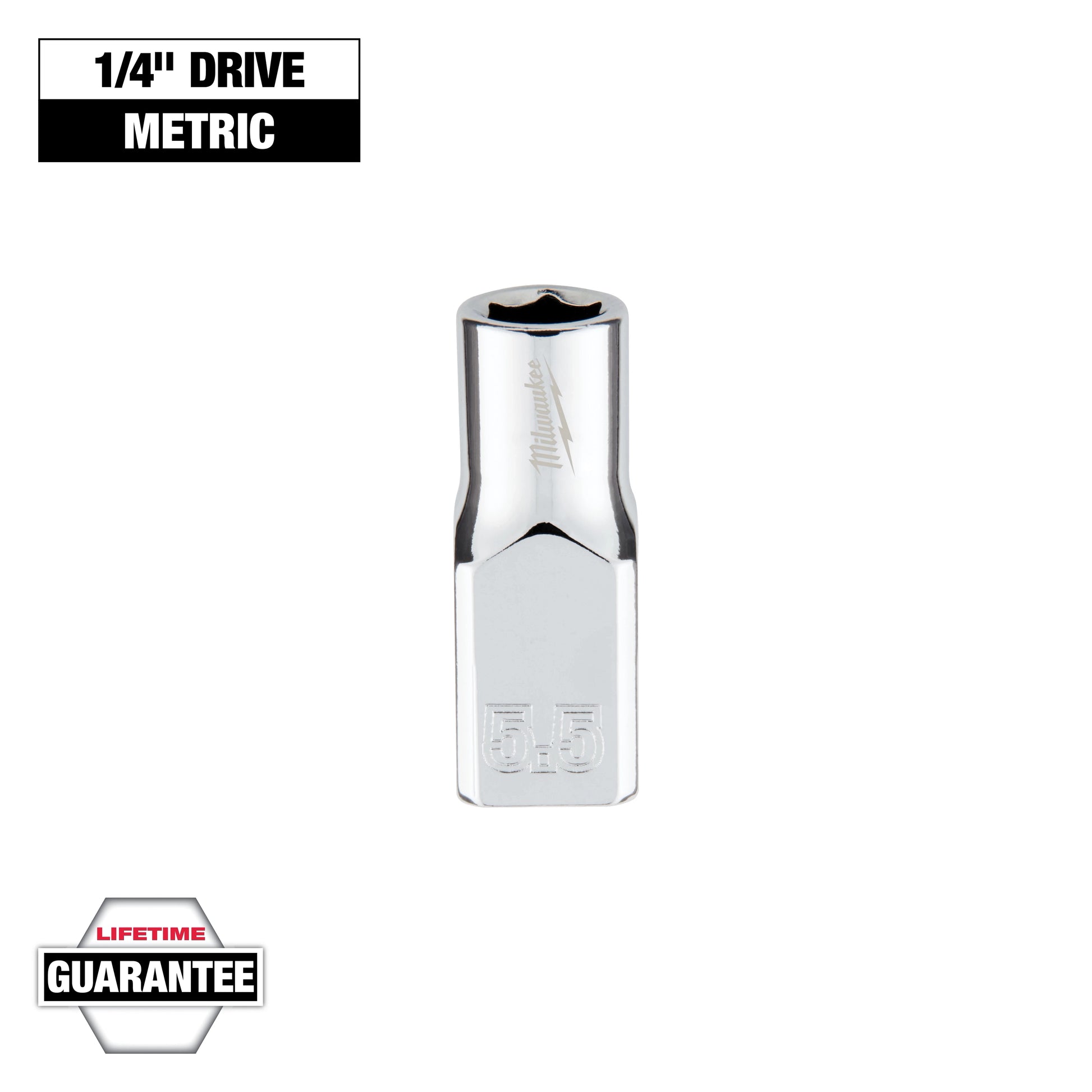 Milwaukee 1/4" Drive 5.5mm Metric Socket with FOUR FLAT™ Sides — 45-34-9031