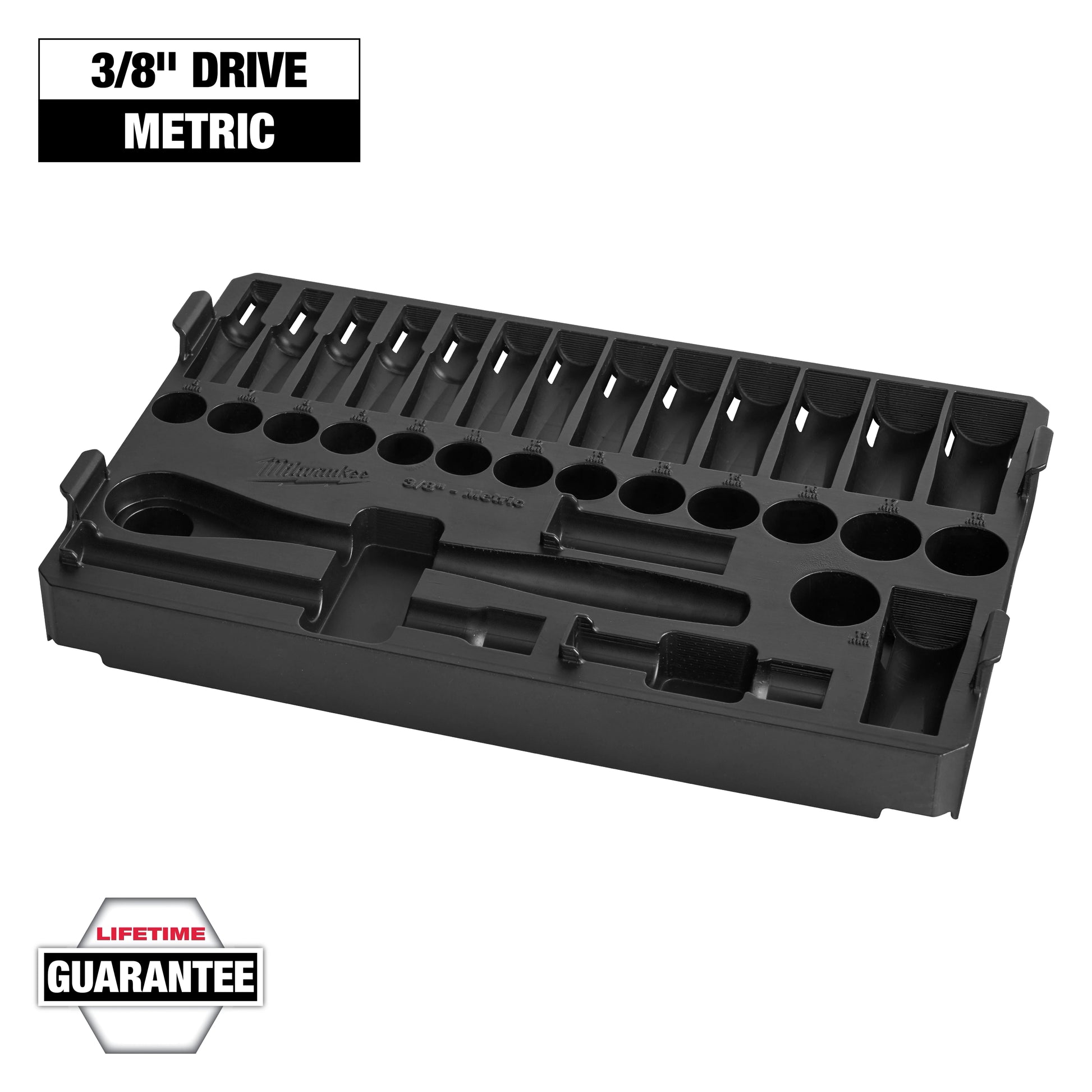 Milwaukee 32 pc 3/8" Drive Metric Ratchet and Socket Tray — 48-22-9482T