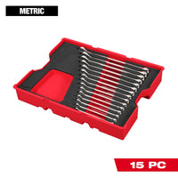 Milwaukee 15 pc. Metric Combination Wrench Set with Tray for PACKOUT™ Drawers — 48-22-0154