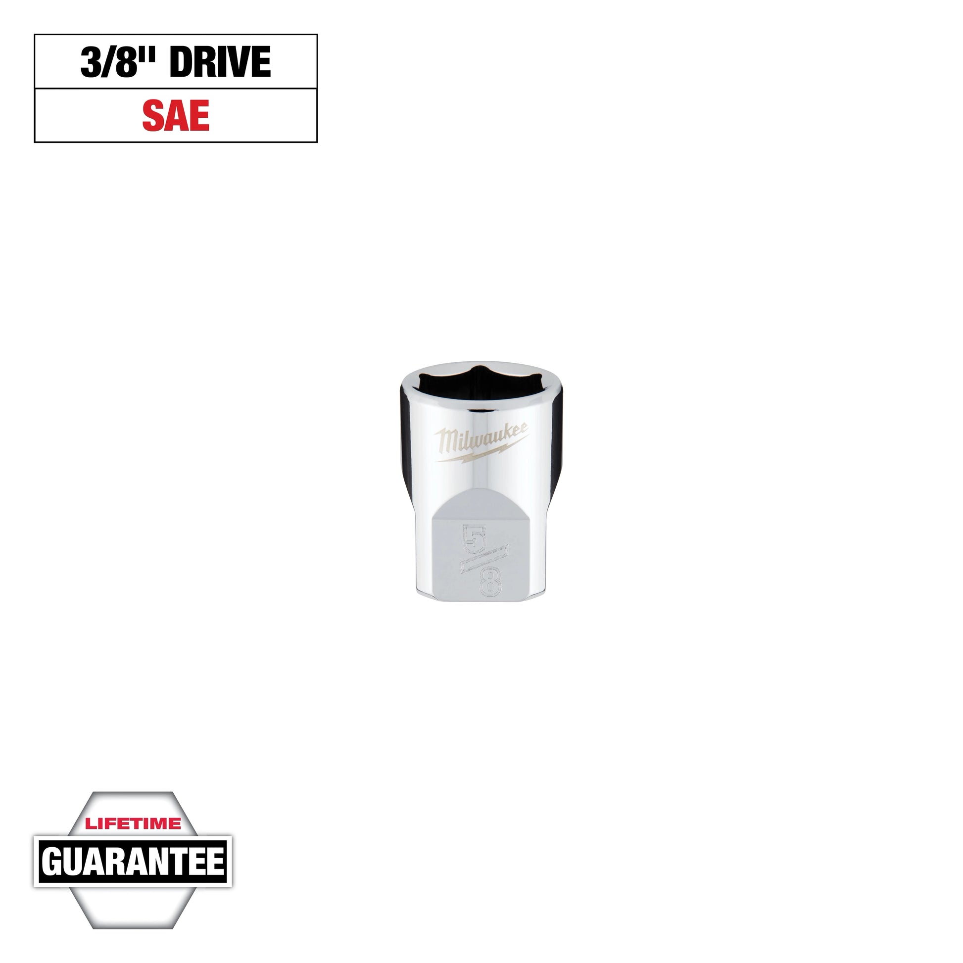 Milwaukee 3/8" Drive 5/8" SAE Socket with FOUR FLAT™ Sides — 45-34-9066
