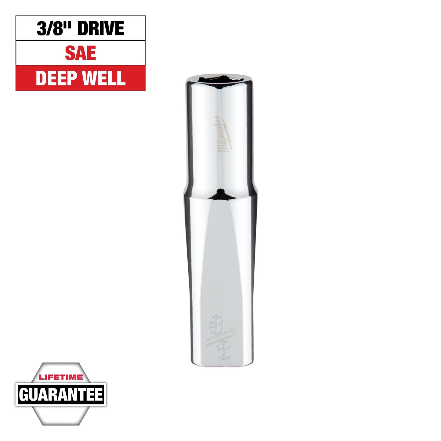 Milwaukee 3/8" Drive 3/8" SAE Deep Socket with FOUR FLAT™ Sides — 45-34-3750