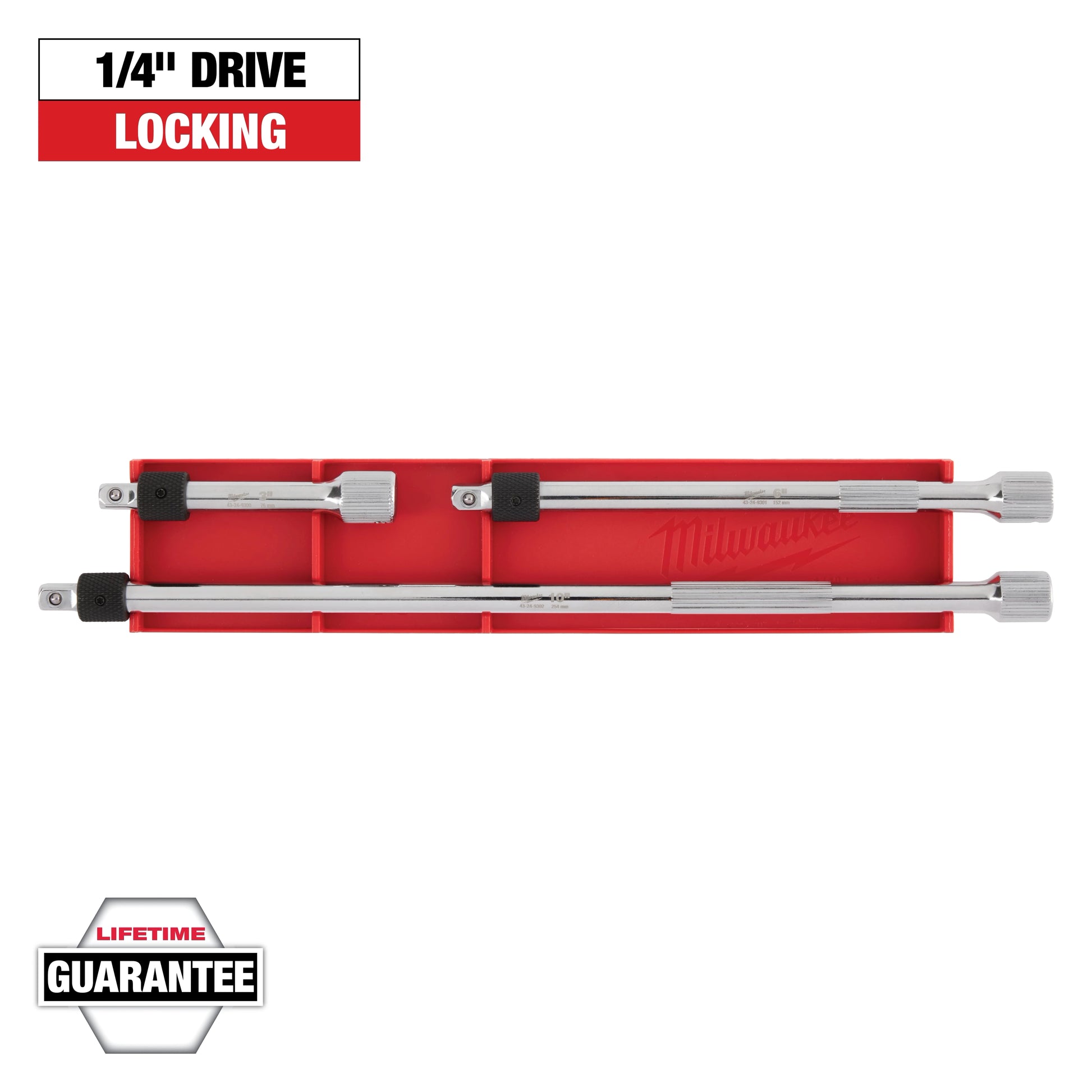 Milwaukee 3 pc 1/4” Drive Locking Extension Set — 48-22-9360