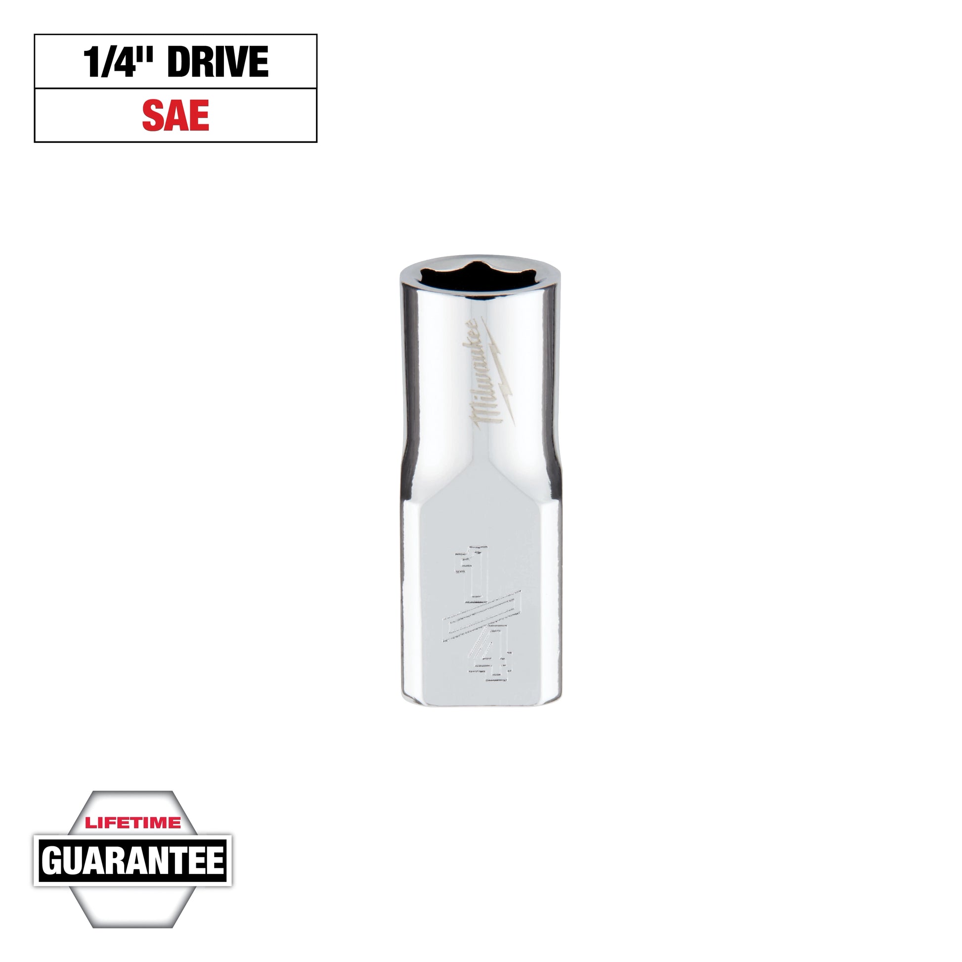 Milwaukee 1/4" Drive 1/4" SAE Socket with FOUR FLAT™ Sides — 45-34-9003